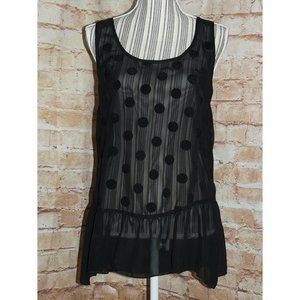 LOVE 2 BE LOVED Black Sheer Polka Dot Tunic Top, S